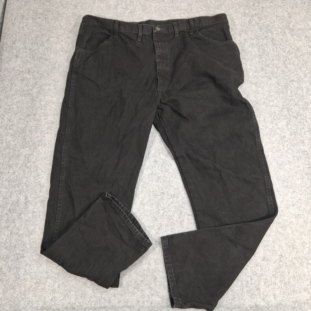 Rustler Jeans Mens 44x32 Black Regular Fit Straight Leg Cotton 87619CB A001